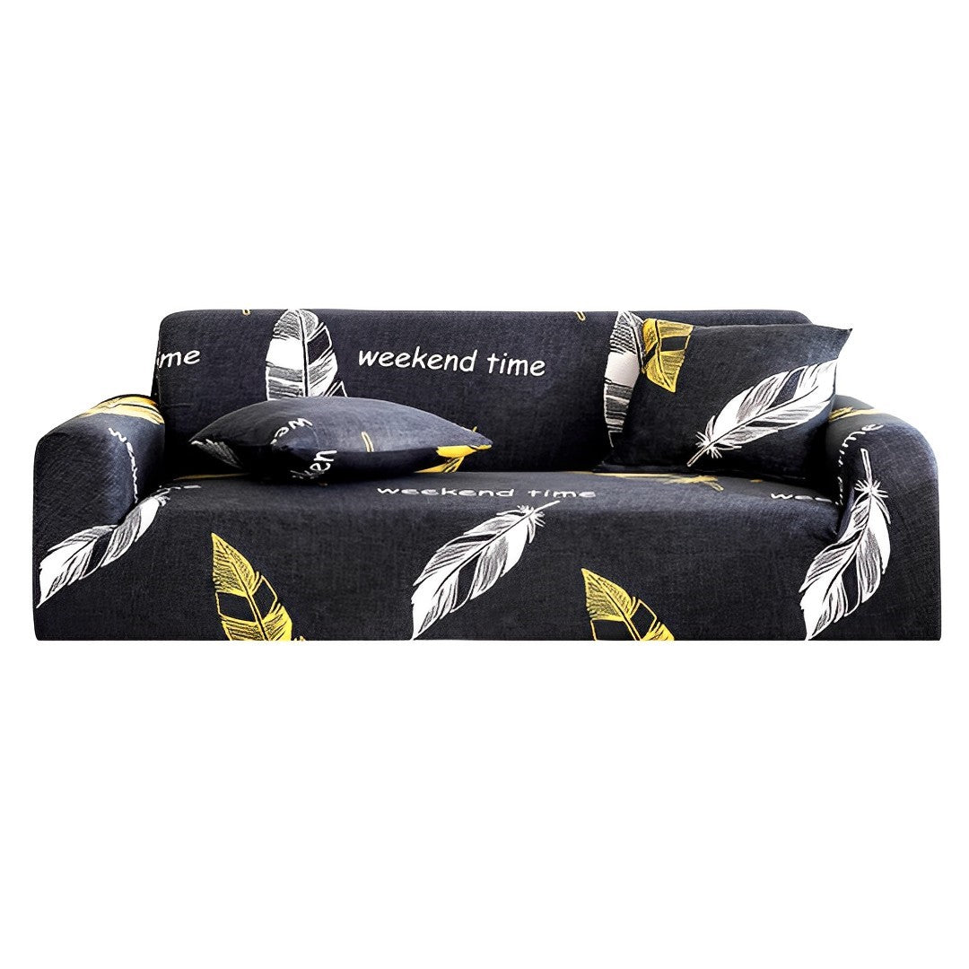 SOGA 4-Seater Feather Print Sofa Cover Couch Protector High Stretch Lounge Slipcover Home Decor • LUZ-SofaCov220