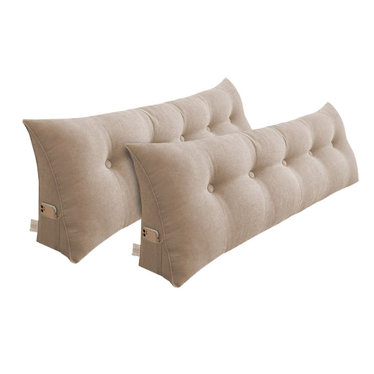 SOGA 2X 100cm Beige Triangular Wedge Bed Pillow Headboard Backrest Bedside Tatami Cushion Home Decor • LUZ-PillowFab100BeigeX2