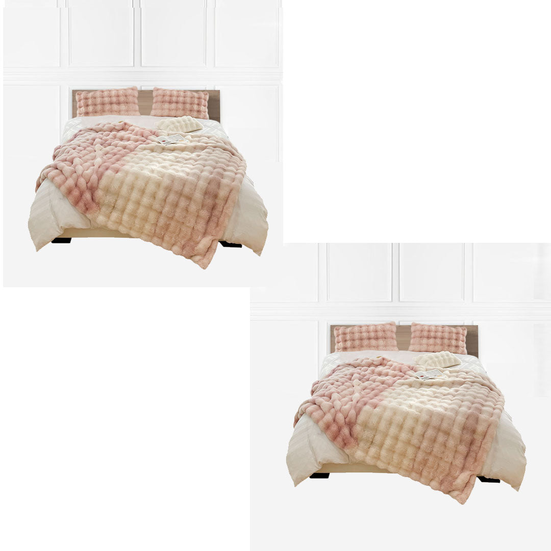 SOGA 2X 200cm Light Pink Fur Fuzzy Super Soft and Cozy Fluffy Throw Blanket • LUZ-BlanketFur331X2