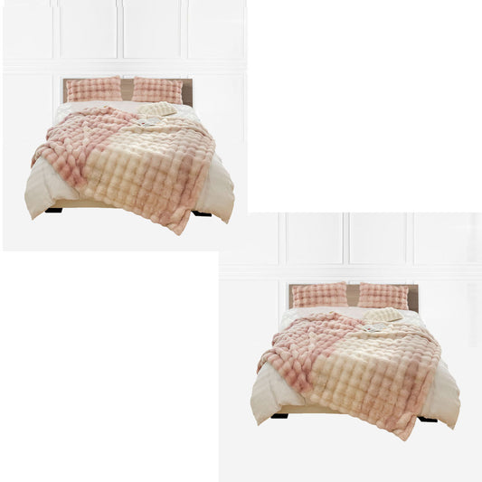 SOGA 2X 200cm Light Pink Fur Fuzzy Super Soft and Cozy Fluffy Throw Blanket • LUZ-BlanketFur331X2