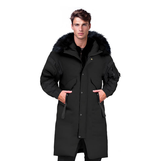 abbee Black 2XL Winter Fur Hooded Thick Overcoat Jacket Stylish Lightweight Quilted Warm Puffer Coat • LUZ-DJ-998C