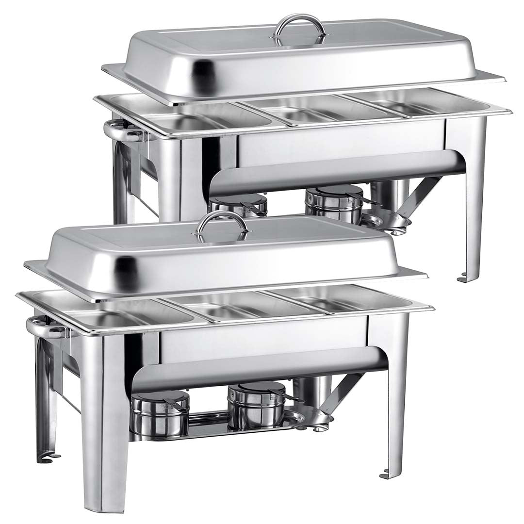 SOGA 2X 9L Stainless Steel 3 Pans Bain-marie Chafing Catering Dish Buffet Food Warmer • LUZ-ChafingDish56063X2