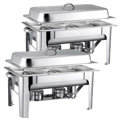 SOGA 2X 9L Stainless Steel 3 Pans Bain-marie Chafing Catering Dish Buffet Food Warmer • LUZ-ChafingDish56063X2