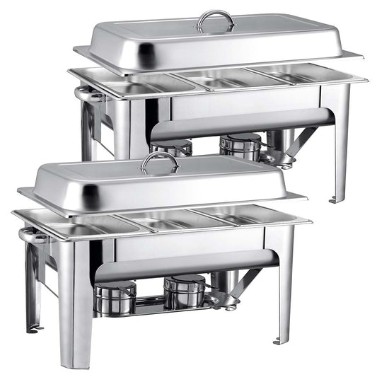 SOGA 2X 9L Stainless Steel 3 Pans Bain-marie Chafing Catering Dish Buffet Food Warmer • LUZ-ChafingDish56063X2