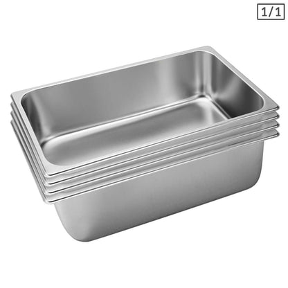 SOGA 4X Gastronorm GN Pan Full Size 1/1 GN Pan 20cm Deep Stainless Steel Tray • LUZ-GastronormPans5406X4