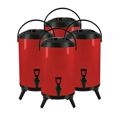 SOGA 4X 10L Stainless Steel Insulated Milk Tea Barrel Hot and Cold Beverage Dispenser Container with Faucet Red • LUZ-VICDispenser10LREDX4