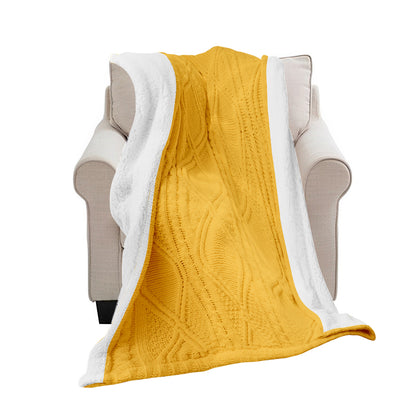 SOGA 200X230cm Throw Blanket Yellow and White Chenille Fleece Knitted Fabric on One Side Soft Suede • LUZ-BlanketFur347