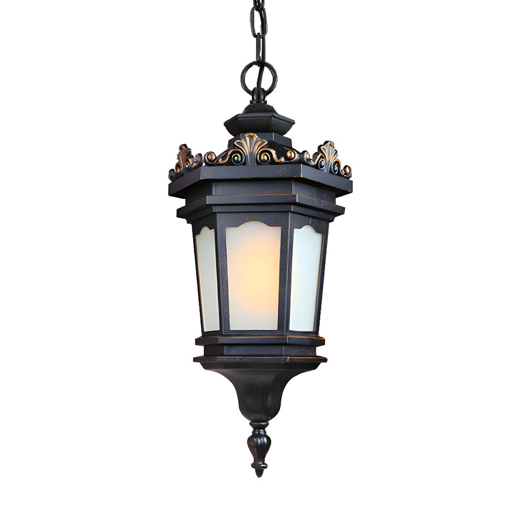 Vintage Lamp 54.5cm Elegant Aluminum & Glass Lantern Chandelier Classic Hanging Light Fixture Antique Style • LUZ-Lamp320Hang