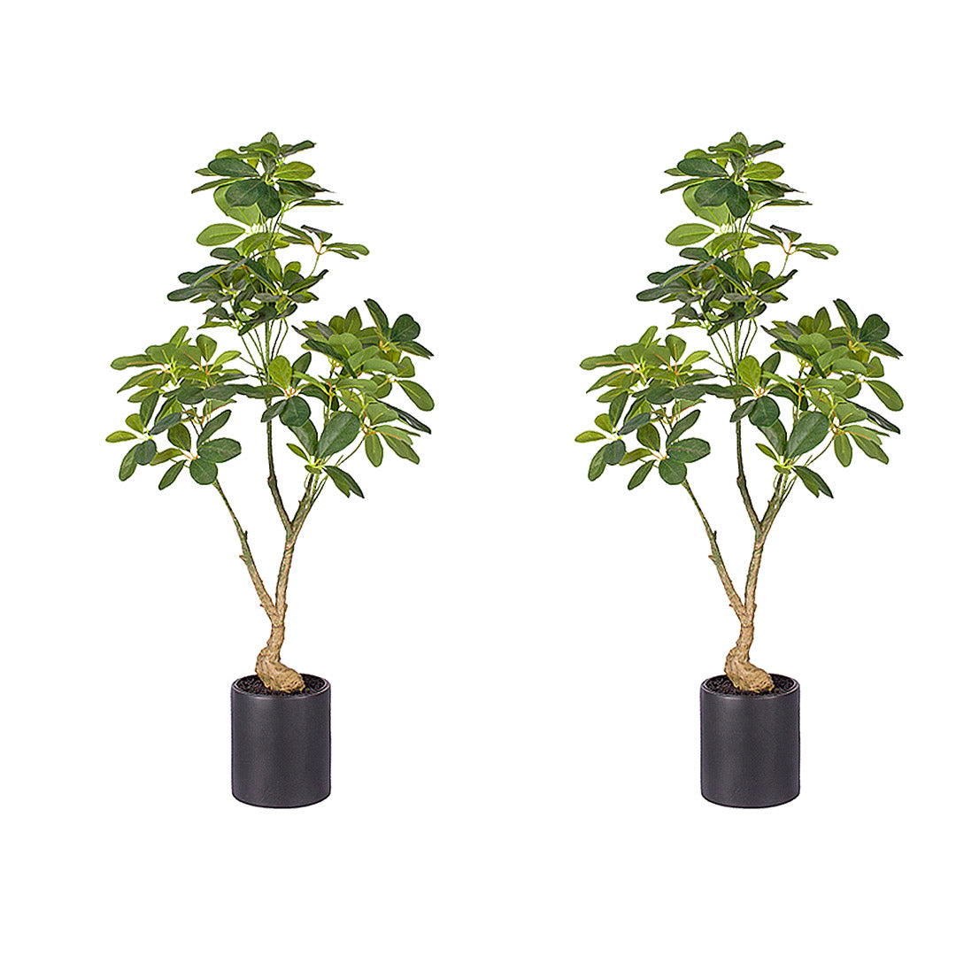 SOGA 2X 120cm Artificial Natural Green Schefflera Dwarf Umbrella Tree Fake Tropical Indoor Plant Home Office Decor • LUZ-APlantQXY120X2