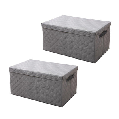 SOGA 2X Small Grey Non-Woven Diamond Quilt Grid Fabric Storage/Organizer Box • LUZ-SBox041X2