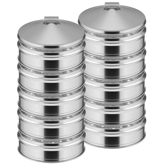 SOGA 2X 5 Tier Stainless Steel Steamers With Lid Work inside of Basket Pot Steamers 28cm • LUZ-Steamer28CM2321-5X2