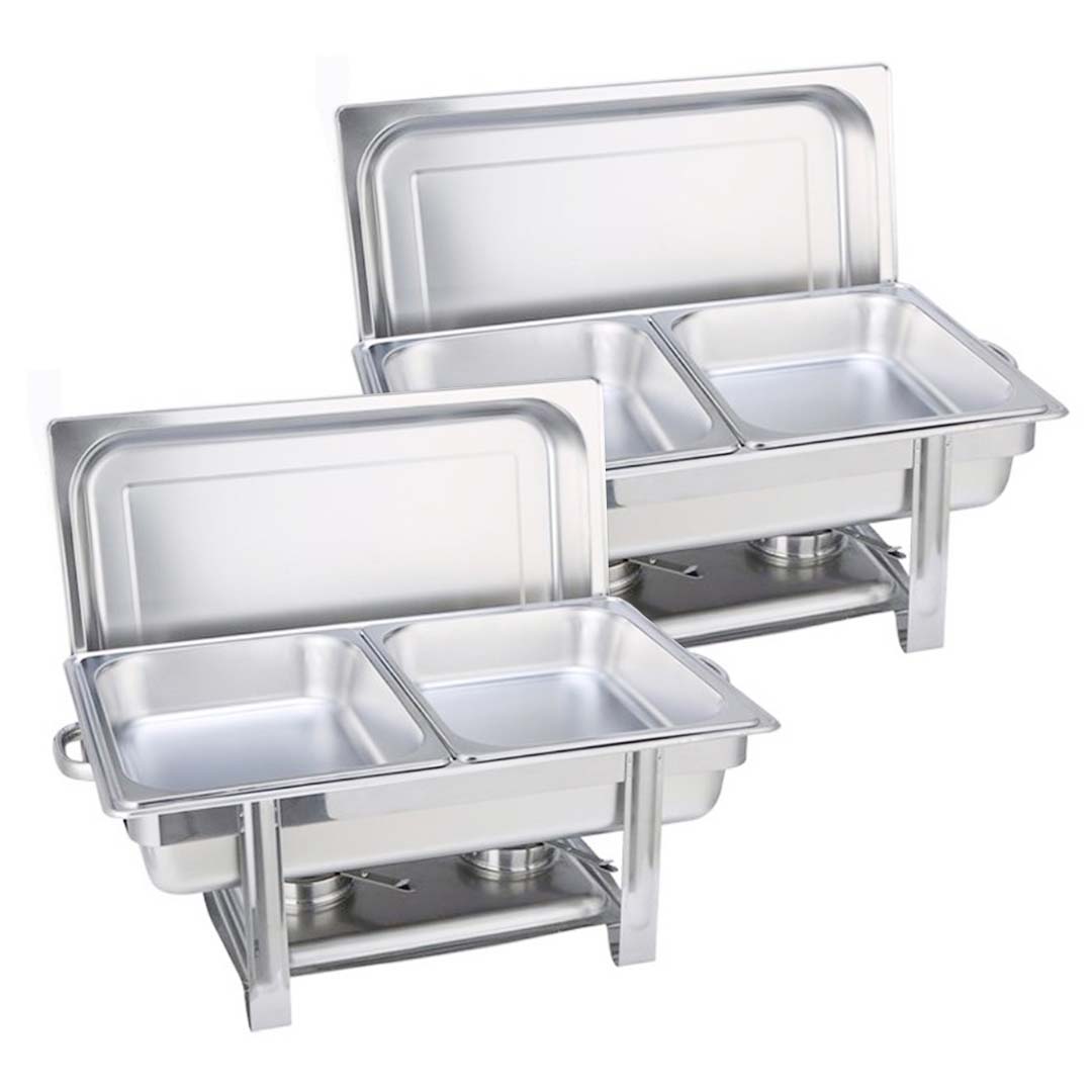 SOGA 2X Double Tray Stainless Steel Chafing Catering Dish Food Warmer • LUZ-ChafingDish56082X2