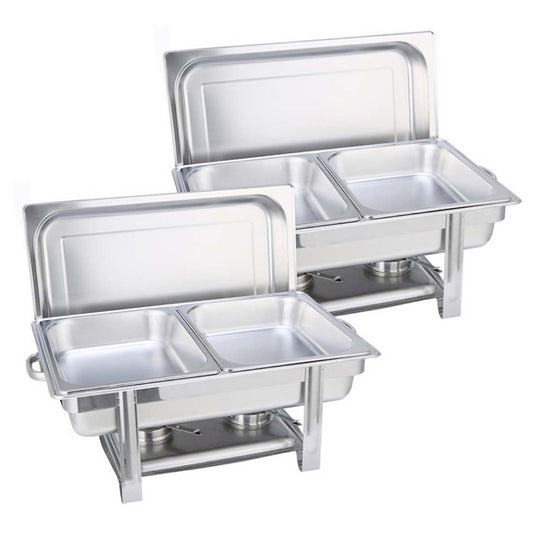 SOGA 2X Double Tray Stainless Steel Chafing Catering Dish Food Warmer • LUZ-ChafingDish56082X2