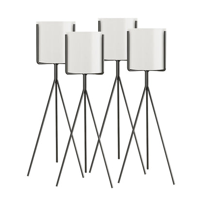 SOGA 4X 70cm Tripod Flower Pot Plant Stand with White Flowerpot Holder Rack Indoor Display • LUZ-FPotH70WHTX4