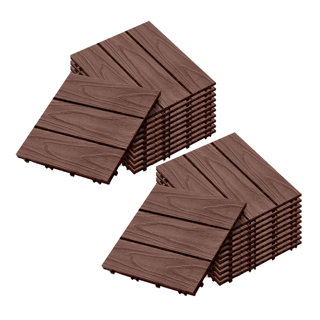 SOGA 2X 11 pcs Dark Chocolate DIY Wooden Composite Decking Tiles Garden Outdoor Backyard Flooring Home Decor • LUZ-Deck5032X2