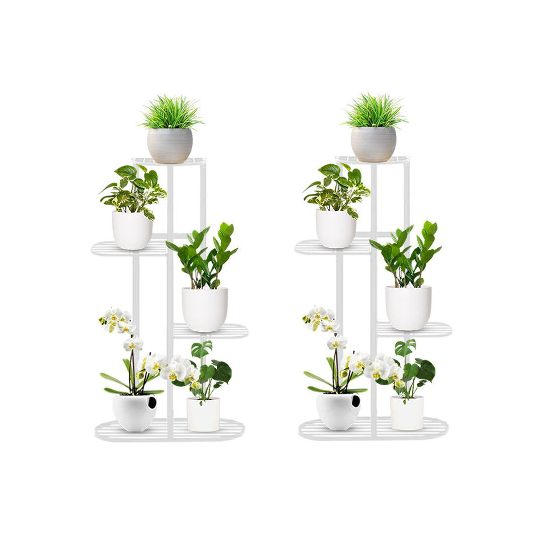 SOGA 2X 4 Tier 5 Pots White Metal Plant Rack Flowerpot Storage Display Stand Holder Home Garden Decor • LUZ-FPotH40X2