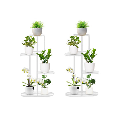 SOGA 2X 4 Tier 5 Pots White Metal Plant Rack Flowerpot Storage Display Stand Holder Home Garden Decor • LUZ-FPotH40X2