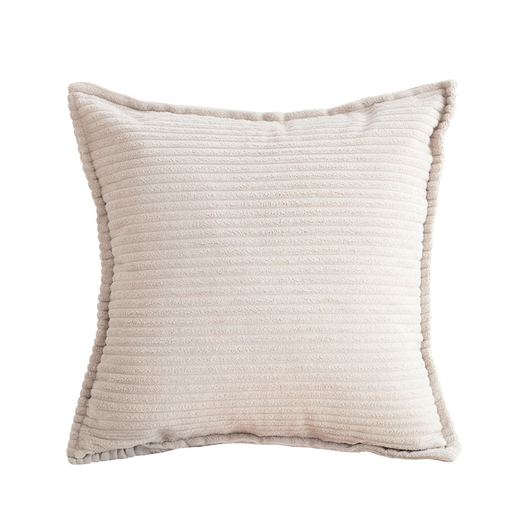 SOGA 45cm Beige Warm Wood Tone & Wabi-sabi Striped Corduroy Square Throw Pillow • LUZ-FrenchCushion236
