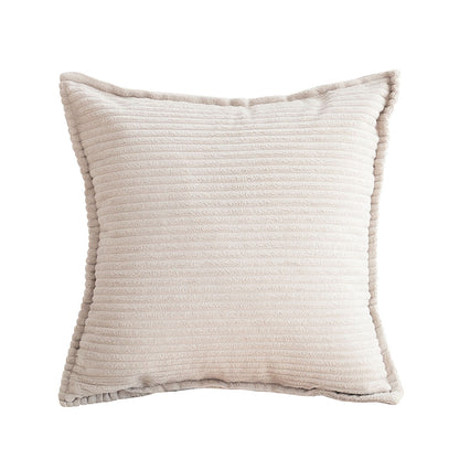SOGA 45cm Beige Warm Wood Tone & Wabi-sabi Striped Corduroy Square Throw Pillow • LUZ-FrenchCushion236