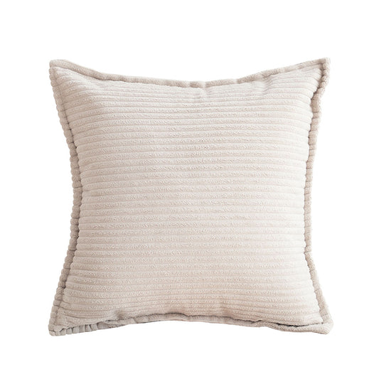 SOGA 45cm Beige Warm Wood Tone & Wabi-sabi Striped Corduroy Square Throw Pillow • LUZ-FrenchCushion236
