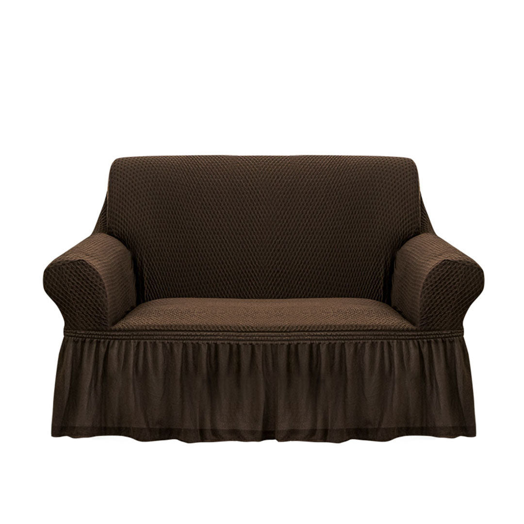 SOGA 2-Seater Coffee Sofa Cover with Ruffled Skirt Couch Protector High Stretch Lounge Slipcover Home Decor • LUZ-SofaCov2