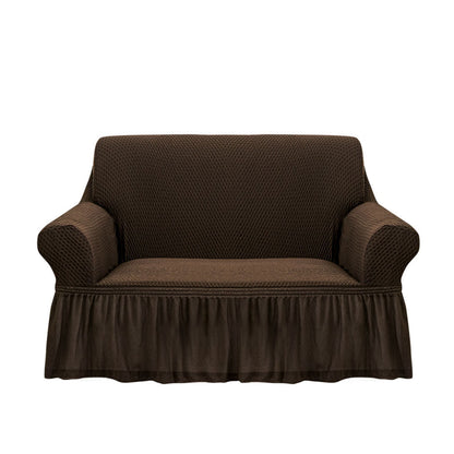 SOGA 2-Seater Coffee Sofa Cover with Ruffled Skirt Couch Protector High Stretch Lounge Slipcover Home Decor • LUZ-SofaCov2