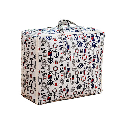 SOGA Nautical Icons Large Storage Luggage Bag Double Zipper Foldable Travel Organiser Essentials • LUZ-SBox205