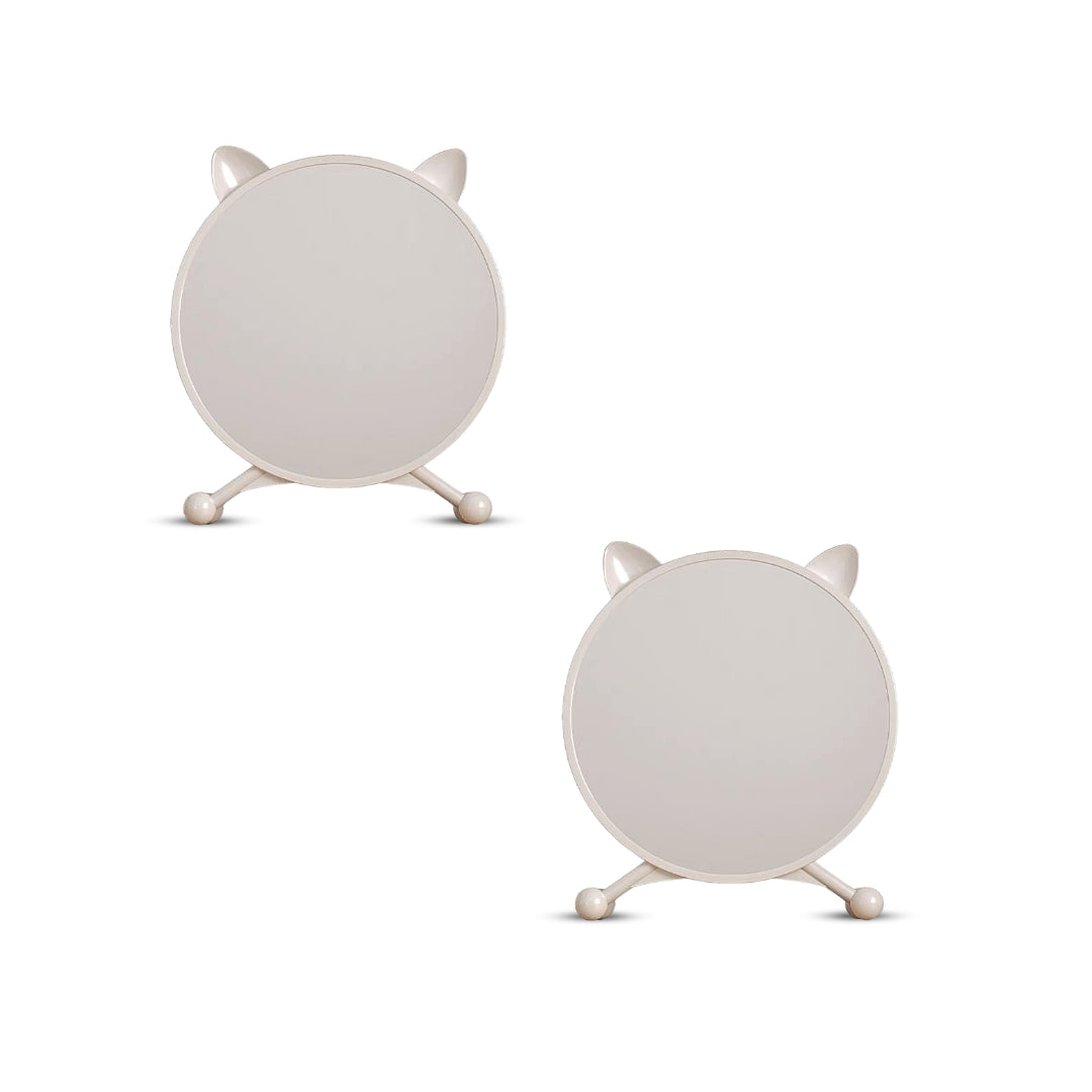 SOGA 2X 40cm White Smart Makeup Bedroom Table Mirror Cat Ear Style No LED Light • LUZ-MirrorE3X2
