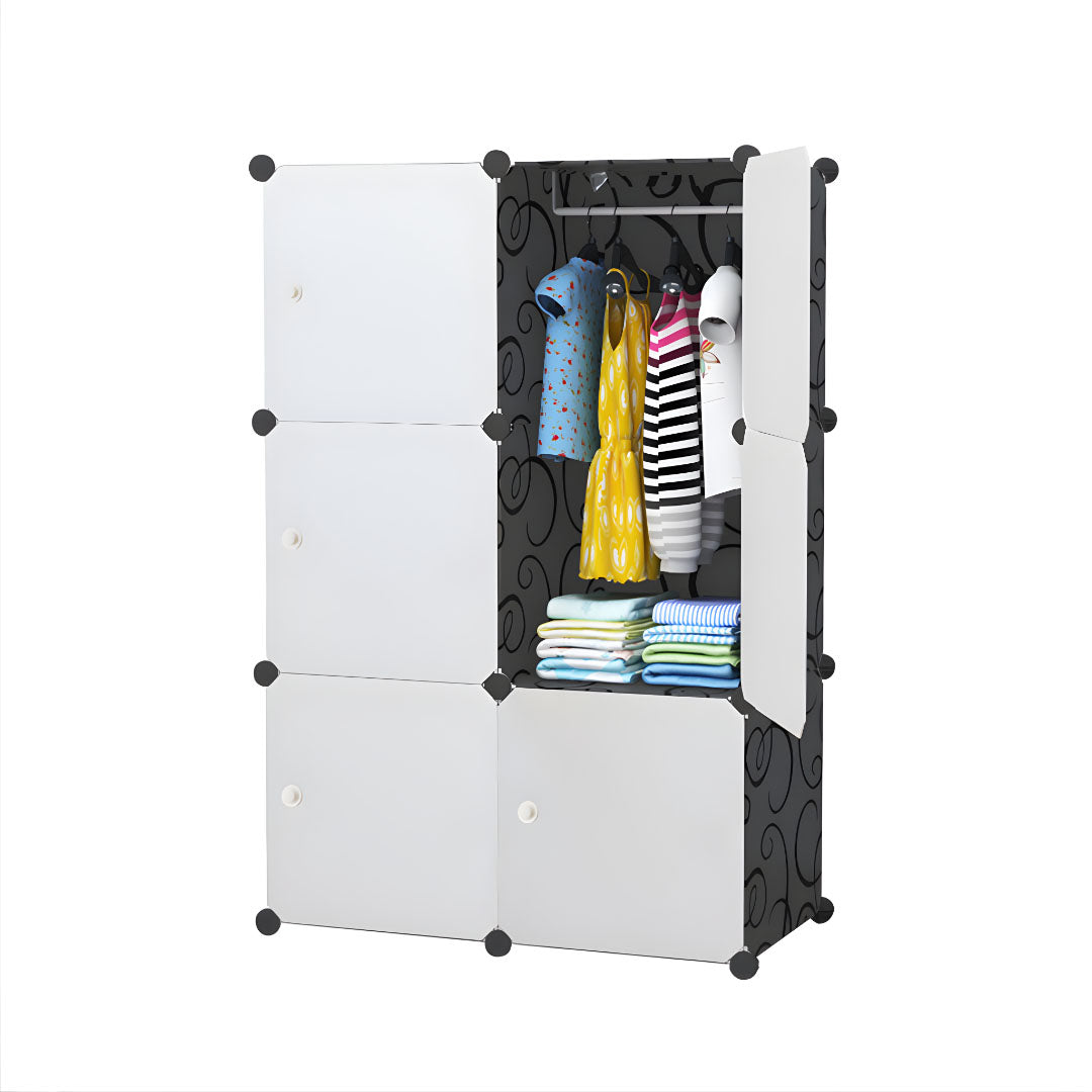 SOGA 3 Tier 6-Cube Portable Wardrobe Divide-Grid Modular Storage Organiser Foldable Closet • LUZ-Wrobe1770