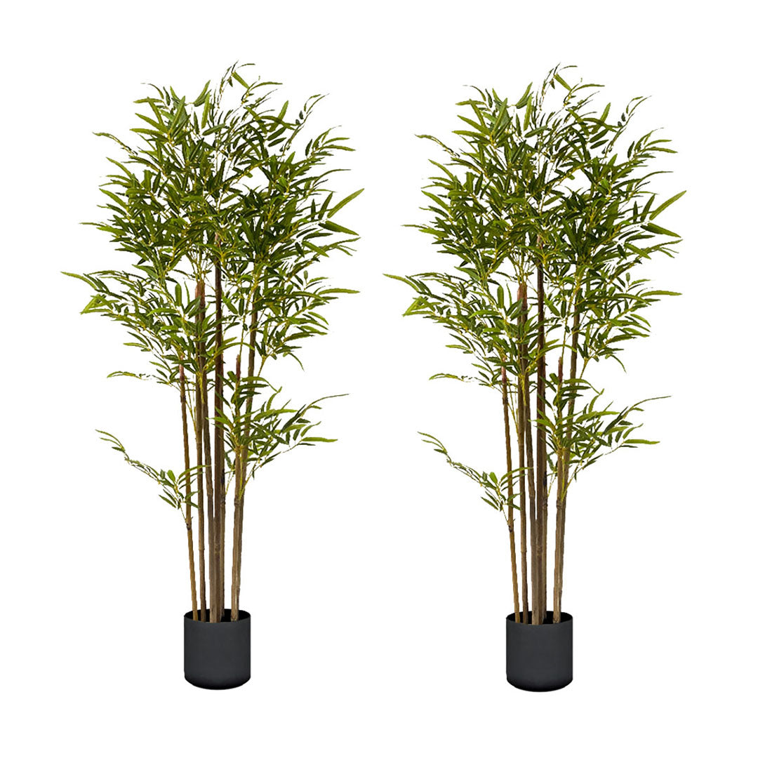 SOGA 2X 120cm Lucky Bamboo Tree Bambusa Vulgaris Artificial Plant w/ 7 Branches Home Accent Decor • LUZ-APlantFHZ120X2