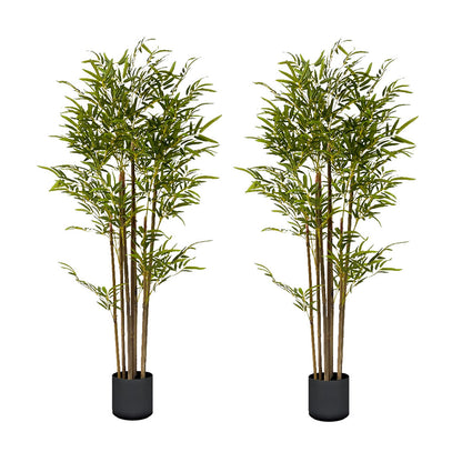 SOGA 2X 120cm Lucky Bamboo Tree Bambusa Vulgaris Artificial Plant w/ 7 Branches Home Accent Decor • LUZ-APlantFHZ120X2