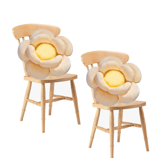 SOGA 2X Beige Double Flower Shape Cushion Soft Bedside Floor Plush Pillow Home Decor • LUZ-SCushion005X2