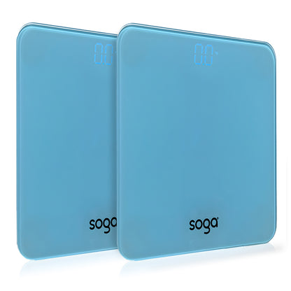 SOGA 2X 180kg Digital Fitness Weight Bathroom Gym Body Glass LCD Electronic Scales Blue • LUZ-BodyWeightScaleBlueX2