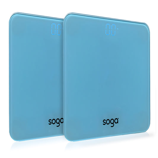 SOGA 2X 180kg Digital Fitness Weight Bathroom Gym Body Glass LCD Electronic Scales Blue • LUZ-BodyWeightScaleBlueX2