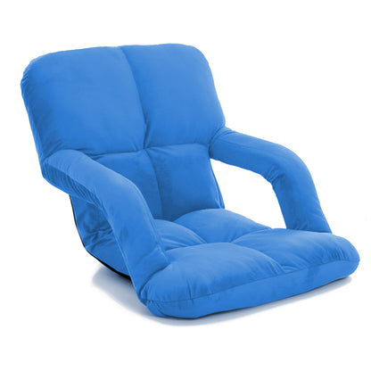 SOGA Foldable Lounge Cushion Adjustable Floor Lazy Recliner Chair with Armrest Blue • LUZ-LoungeKidBlue