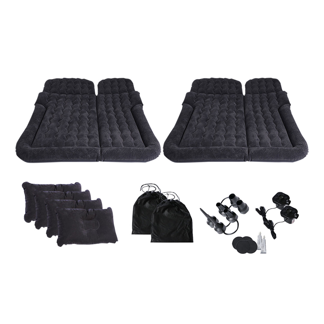 SOGA 2X Black Inflatable Car Boot Mattress Portable Camping Air Bed Travel Sleeping Essentials • LUZ-CarMat013X2