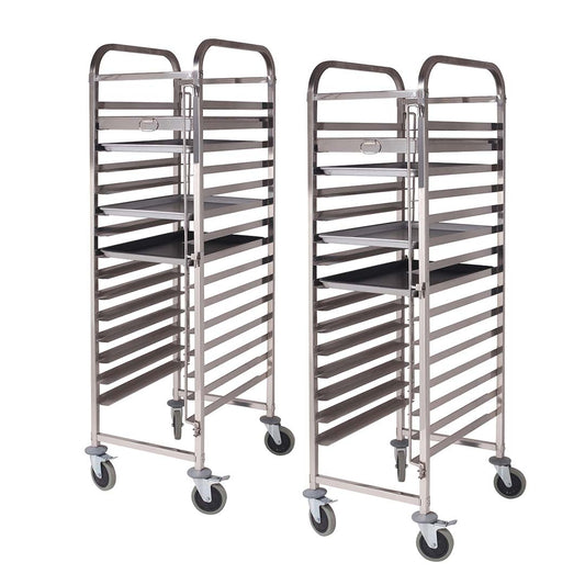 SOGA 2X Gastronorm Trolley 15 Tier Stainless Steel Cake Bakery Trolley Suits 60*40cm Tray • LUZ-GastronormRackingTrolley309X2
