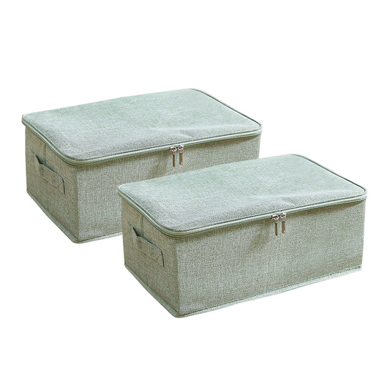 SOGA 2X Green Small Portable Double Zipper Storage Box Moisture Proof Clothes Basket Foldable Home Organiser • LUZ-SBox027X2