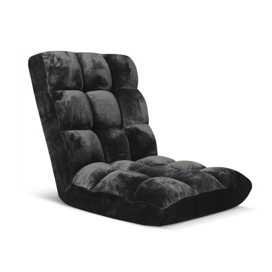 SOGA Floor Recliner Folding Lounge Sofa Futon Couch Folding Chair Cushion Black • LUZ-LoungeChairBlack