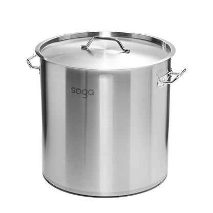 SOGA Stock Pot 17L Top Grade Thick Stainless Steel Stockpot 18/10 • LUZ-SOGAStockPot28CM17L