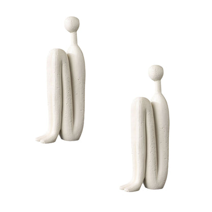 SOGA 2X 10x28cm Ornament Modern Stickman Art Sculpture Minimalist Resin Statue Round Head for Home Decor and Bookend • LUZ-Ornament2924X2