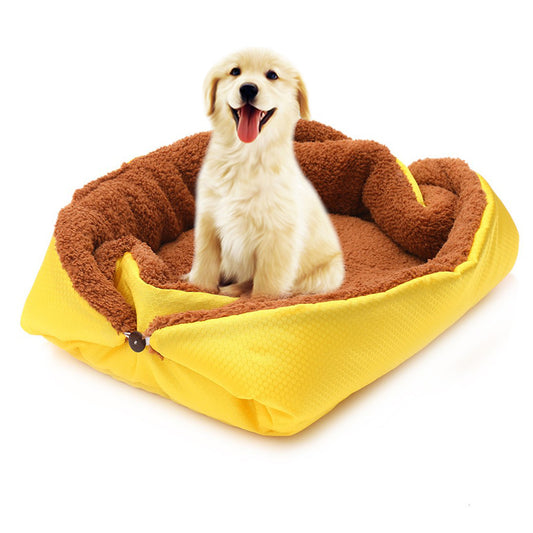 SOGA Yellow Dual-purpose Cushion Nest Cat Dog Bed Warm Plush Kennel Mat Pet Home Travel Essentials • LUZ-CarPetBag03