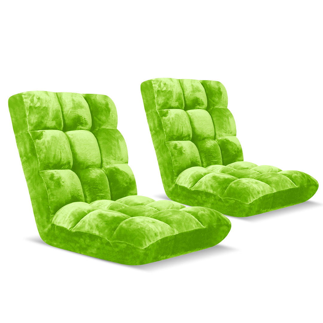 SOGA 2X Floor Recliner Folding Lounge Sofa Futon Couch Folding Chair Cushion Green • LUZ-LoungeChairGreenX2
