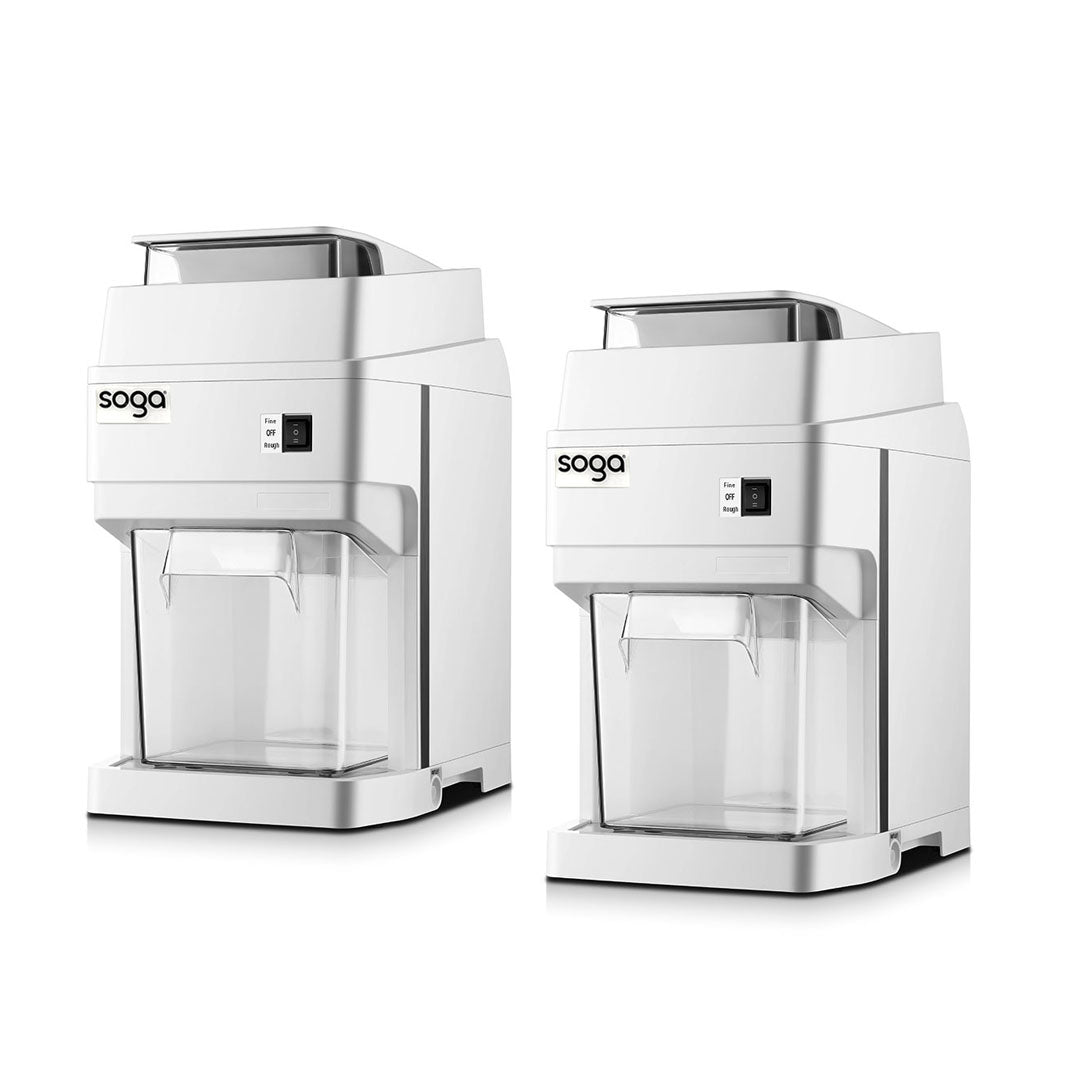 SOGA 2X 300 Watts Electric Ice Shaver Crusher Slicer Snow Cone Maker Commercial Tabletop Machine 120kgs/h White • LUZ-CommercialElectricIceShaver288X2