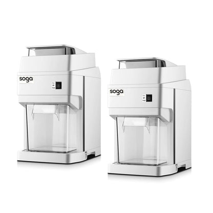 SOGA 2X 300 Watts Electric Ice Shaver Crusher Slicer Snow Cone Maker Commercial Tabletop Machine 120kgs/h White • LUZ-CommercialElectricIceShaver288X2