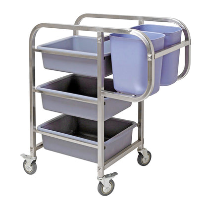 SOGA 3 Tier Food Trolley Food Waste Cart Five Buckets Kitchen Food Utility 82x43x92cm Square • LUZ-FoodCart1213