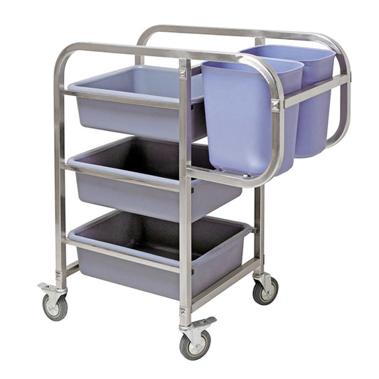 SOGA 3 Tier Food Trolley Food Waste Cart Five Buckets Kitchen Food Utility 82x43x92cm Square • LUZ-FoodCart1213