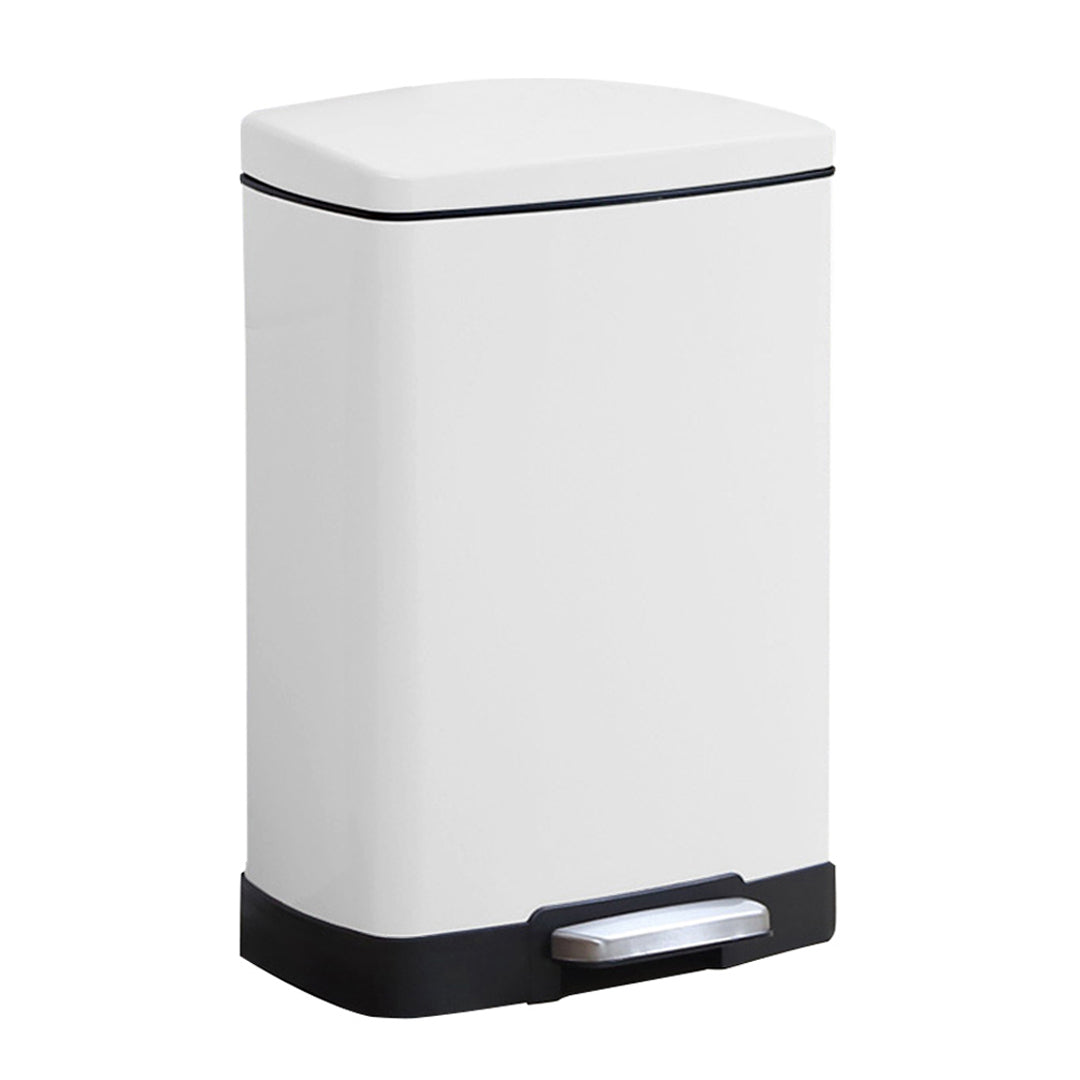 SOGA Foot Pedal Stainless Steel Rubbish Recycling Garbage Waste Trash Bin Rectangular Shape 12L White • LUZ-RubbishBinU12L03