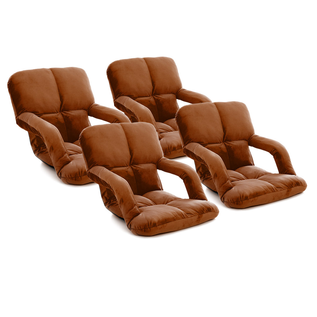 SOGA 4X Foldable Lounge Cushion Adjustable Floor Lazy Recliner Chair with Armrest Coffee • LUZ-LoungeKidCoffeeX4