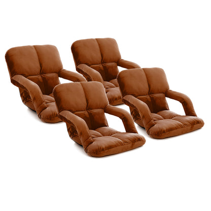SOGA 4X Foldable Lounge Cushion Adjustable Floor Lazy Recliner Chair with Armrest Coffee • LUZ-LoungeKidCoffeeX4